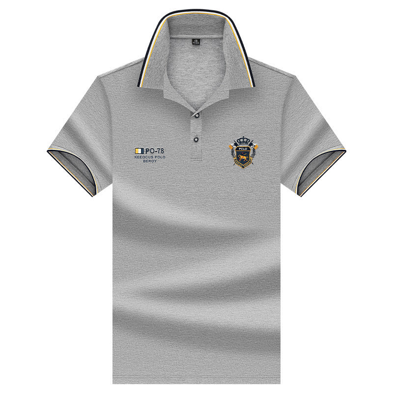 Fashion casual solid color short-sleeved polo shirt