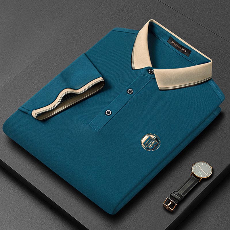 Summer men's casual loose lapel short-sleeved polo shirt
