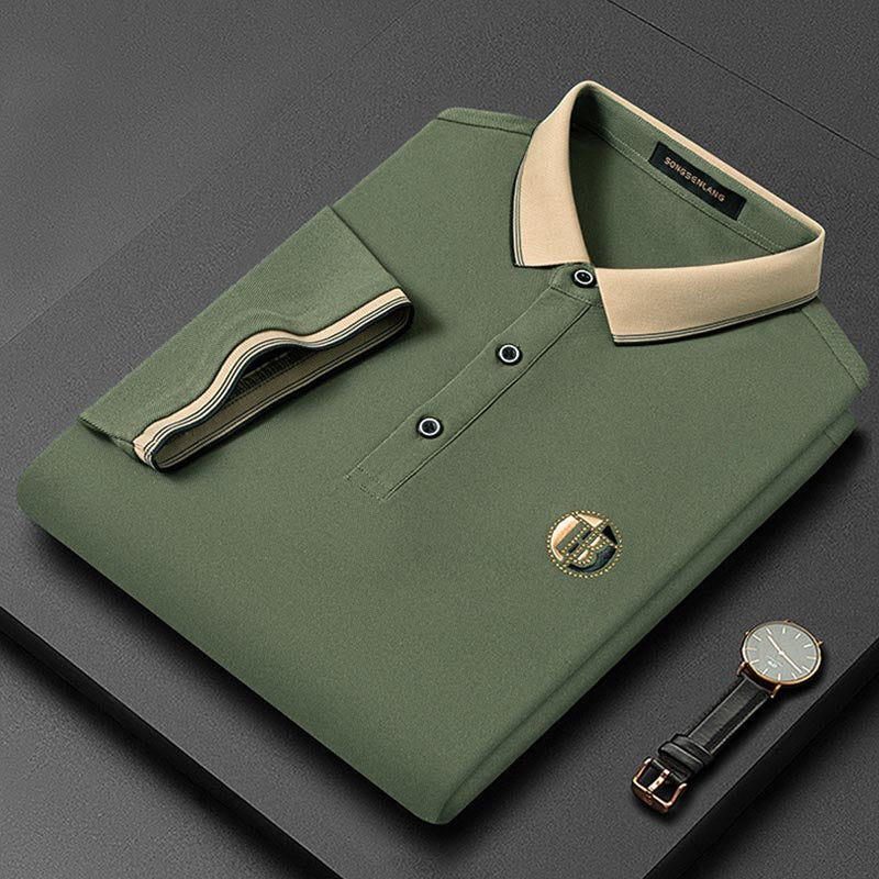 Summer men's casual loose lapel short-sleeved polo shirt