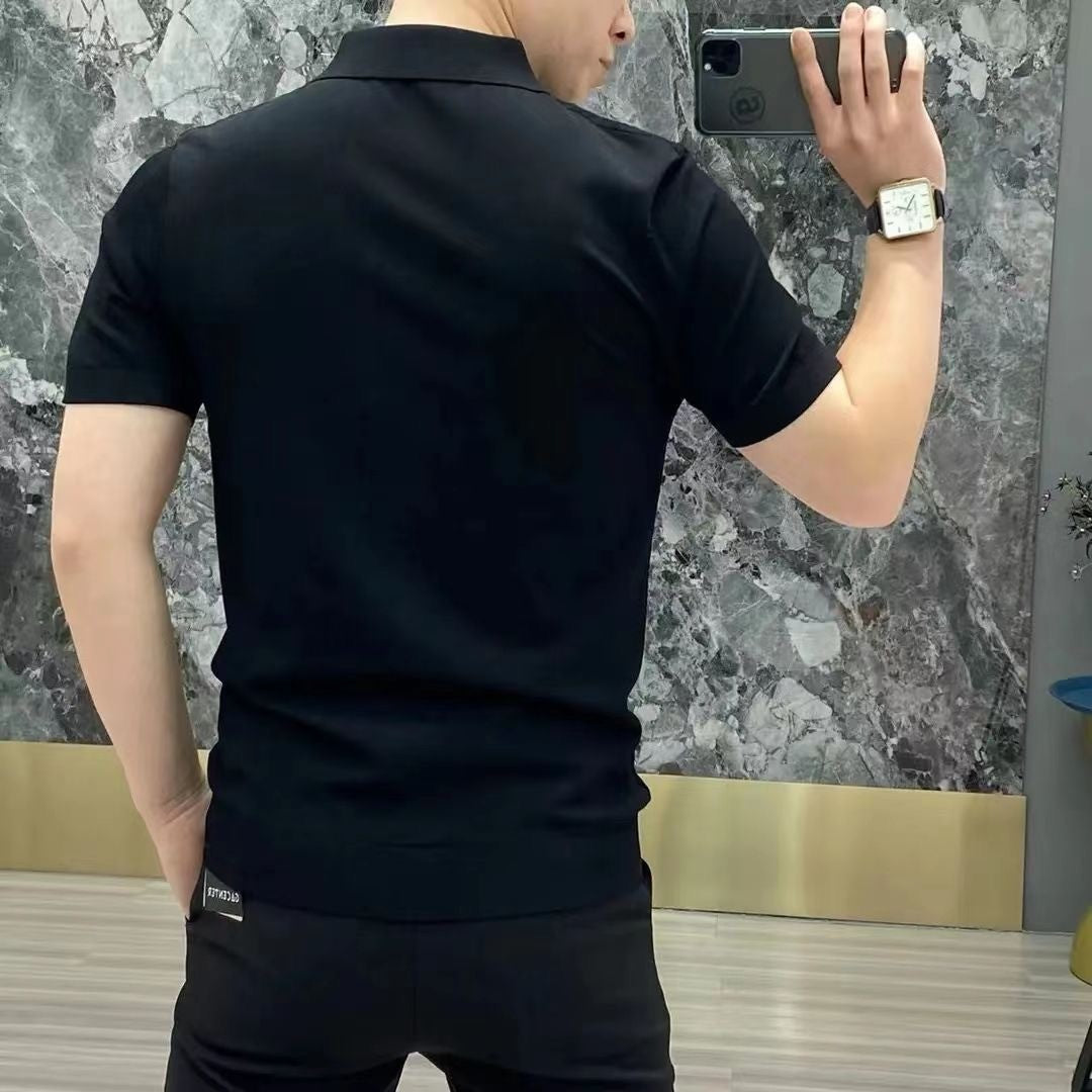 sa118-2025 summer light luxury fashion lapel short-sleeved T-shirt