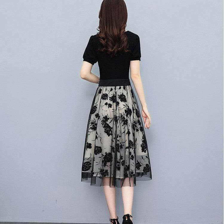 2025 Mesh splicing casual dress