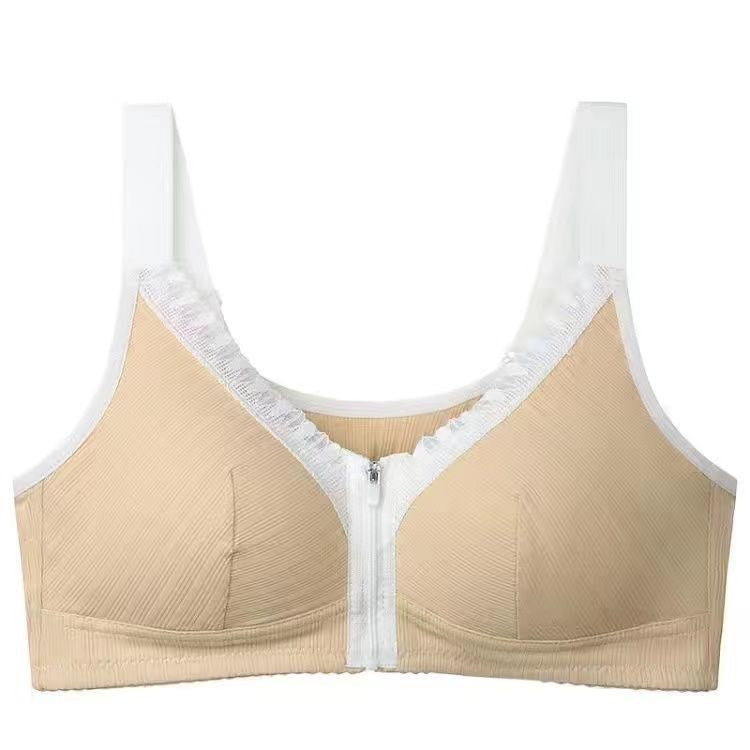 zp410-Middle-aged and elderly front-button zipper push-up bra