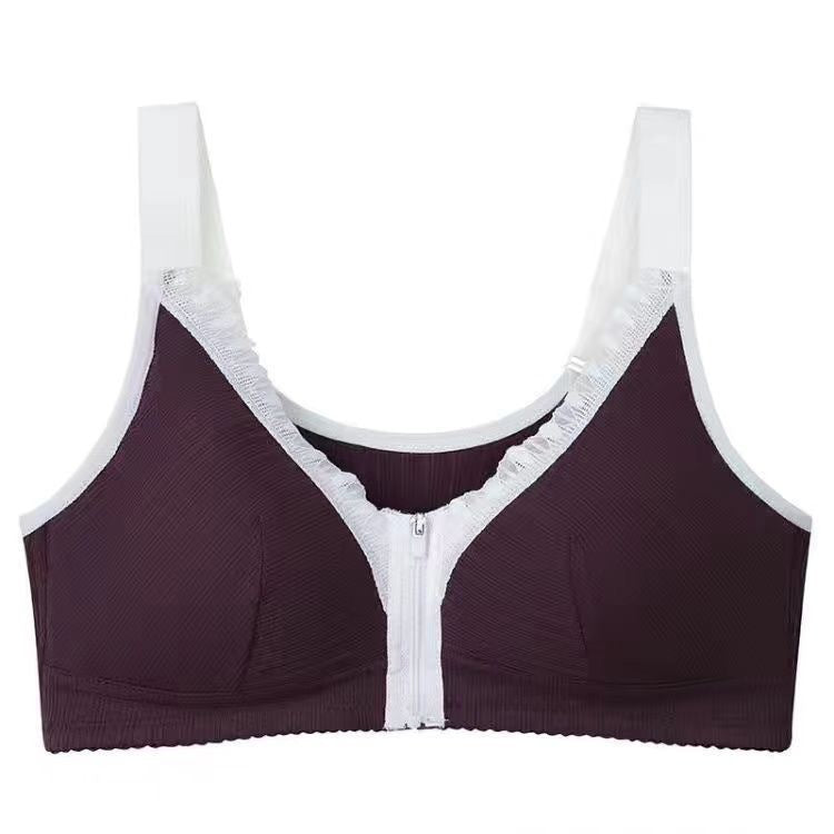 zp410-Middle-aged and elderly front-button zipper push-up bra
