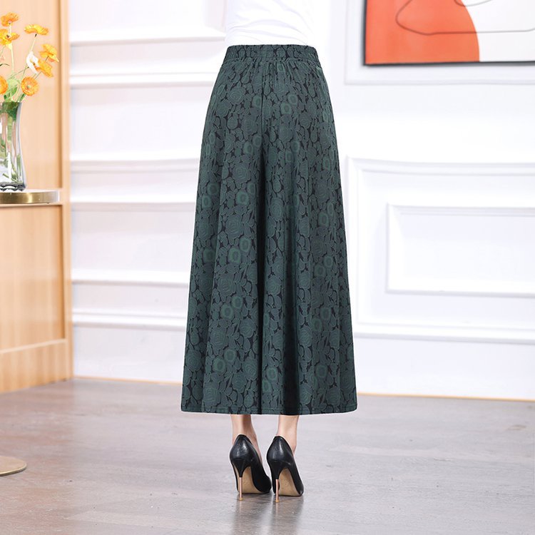 Summer high waist fashionable jacquard wide leg pants for women
