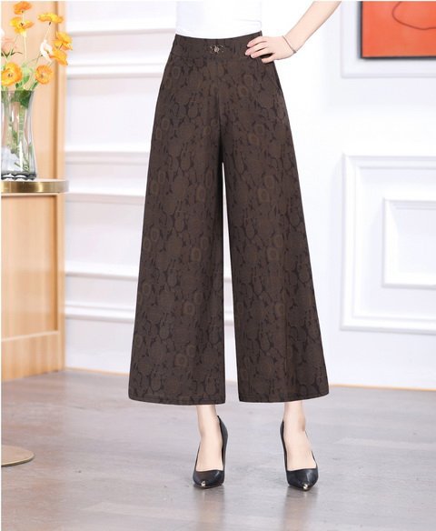 Summer high waist fashionable jacquard wide leg pants for women