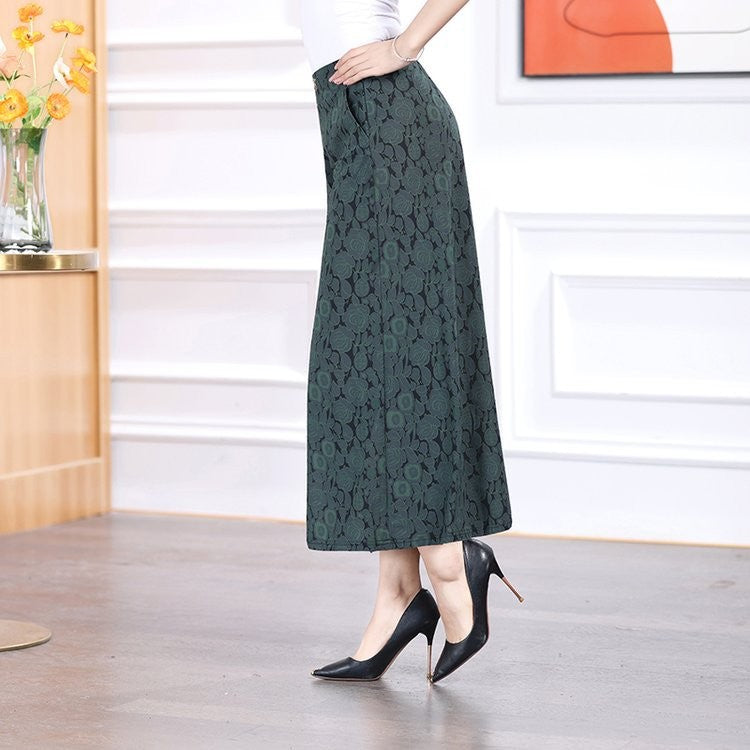 Summer high waist fashionable jacquard wide leg pants for women
