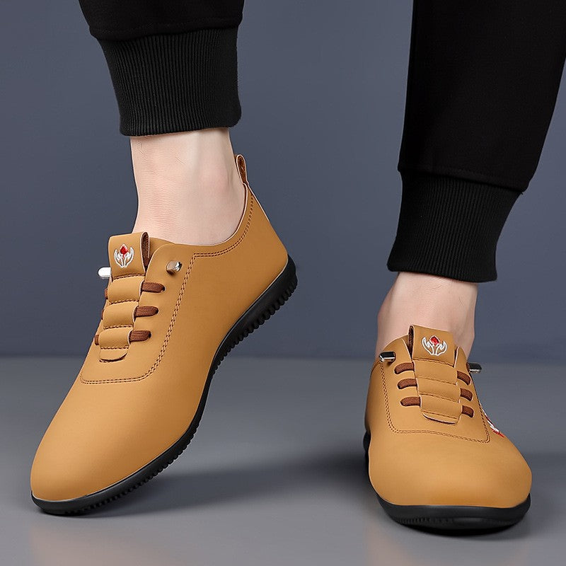 Men's thin trendy casual leather shoes