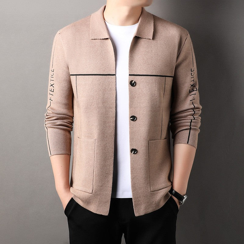 Fashionable and versatile men's knitted cardigan long-sleeved jacket