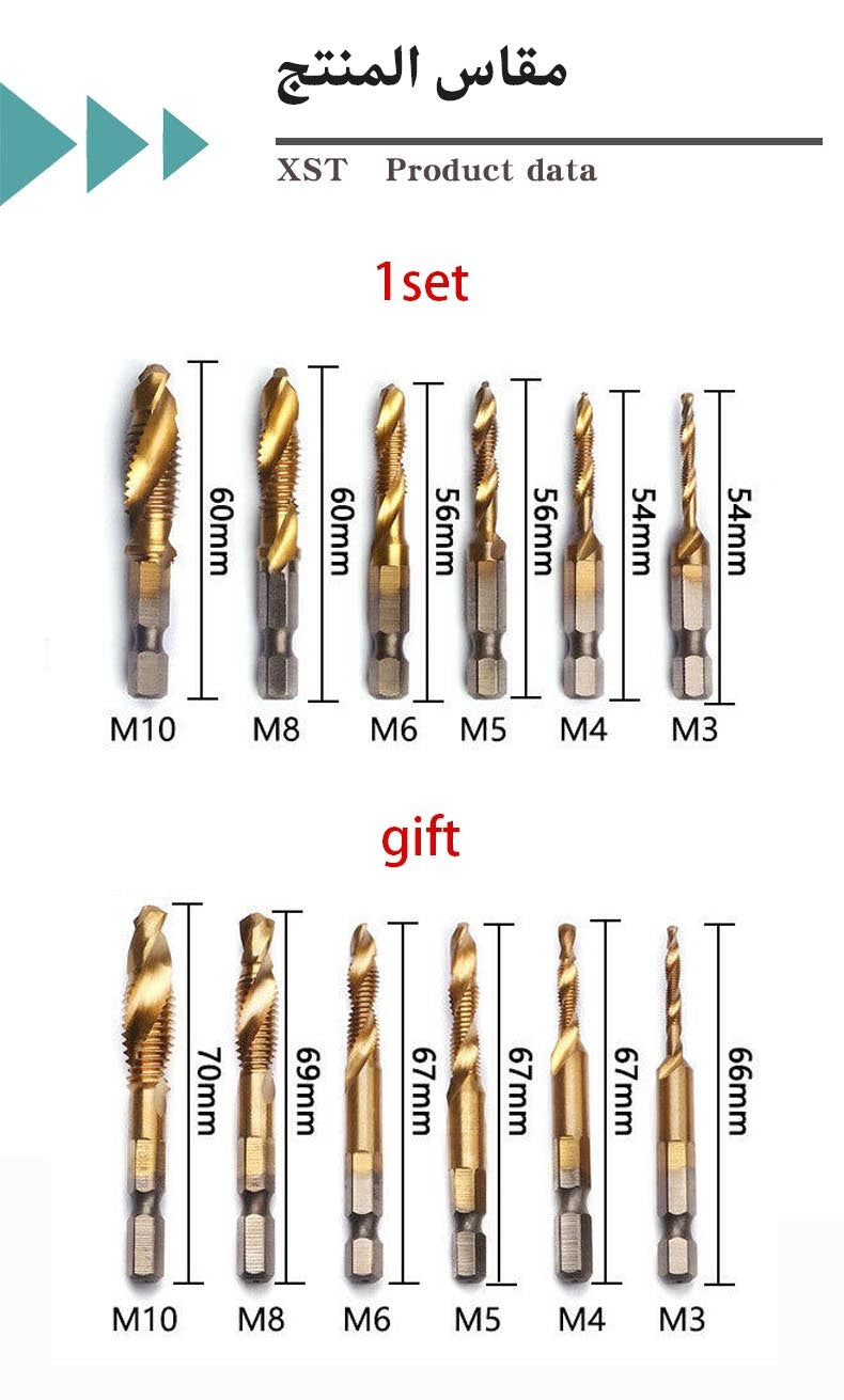 Hexagonal shank drilling and tapping composite tap