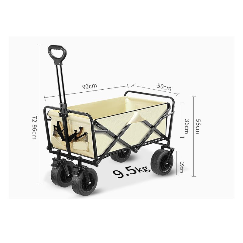 Camping hand push outdoor folding cart + carbon steel large table