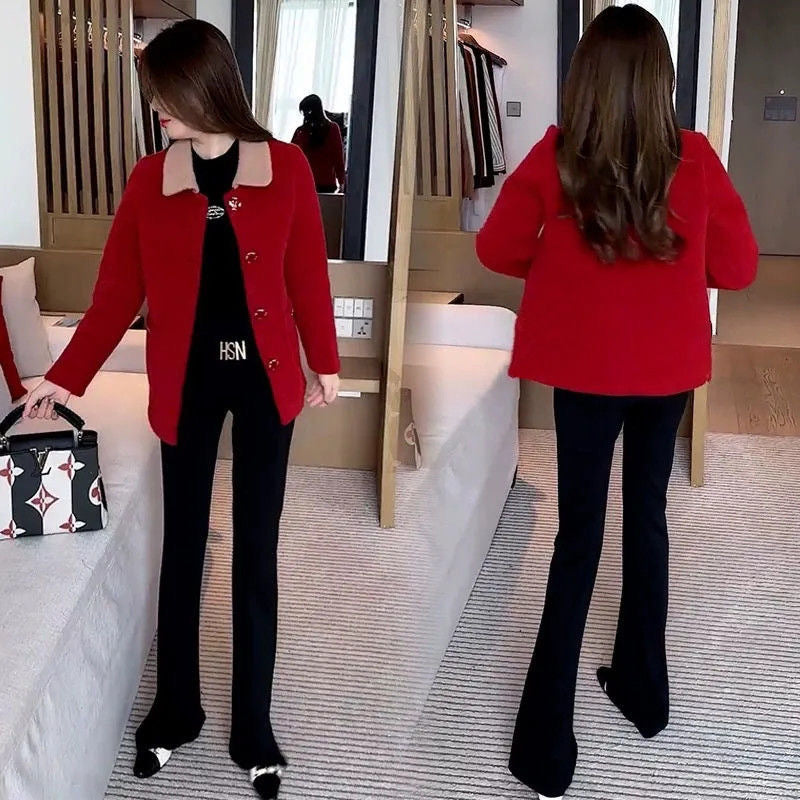 zp501-Women's autumn thickened velvet coat