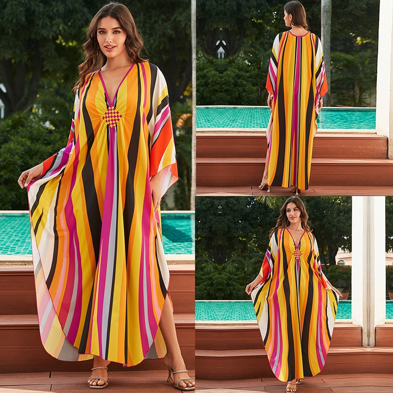 zp562-Women's printed loose plus size dress robe