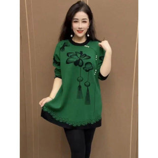 Women's autumn and winter knitted loose mid-length sweater