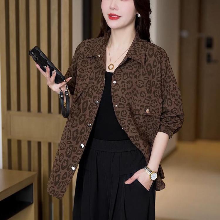 zp574-Ladies new fashion leopard print thin shirt