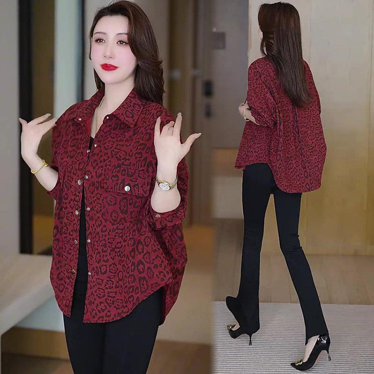 zp574-Ladies new fashion leopard print thin shirt