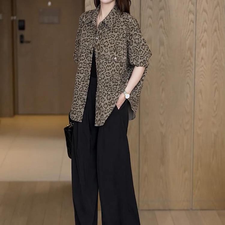 zp574-Ladies new fashion leopard print thin shirt