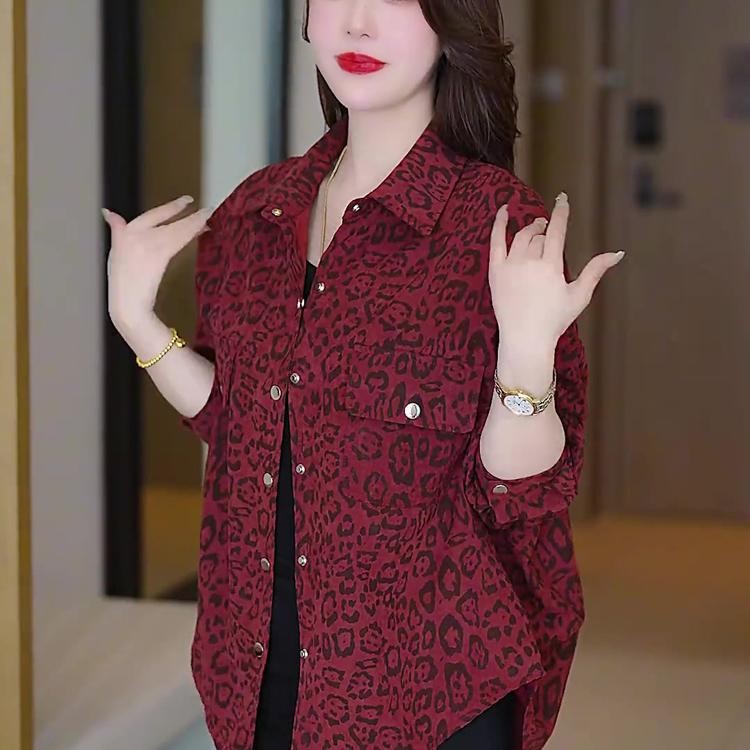 zp574-Ladies new fashion leopard print thin shirt