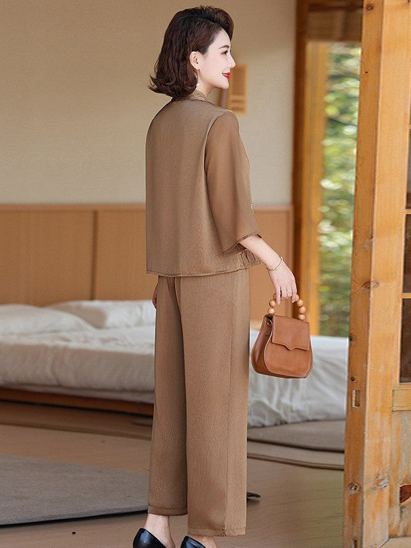 Summer loose fashion suits for middle-aged and elderly women