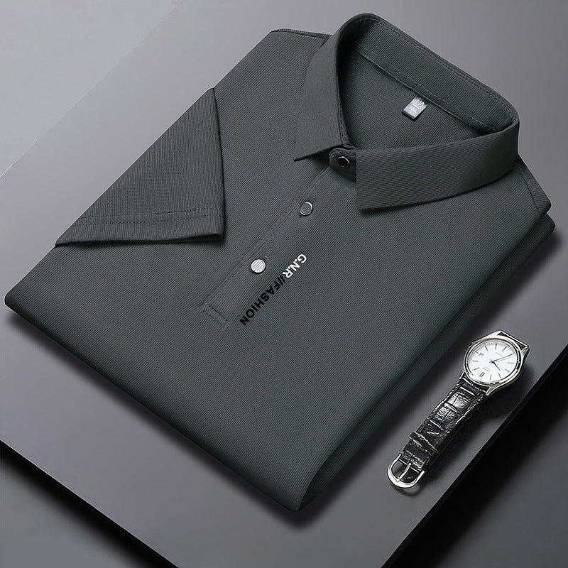 Men's summer lapel ice silk breathable short-sleeved T-shirt