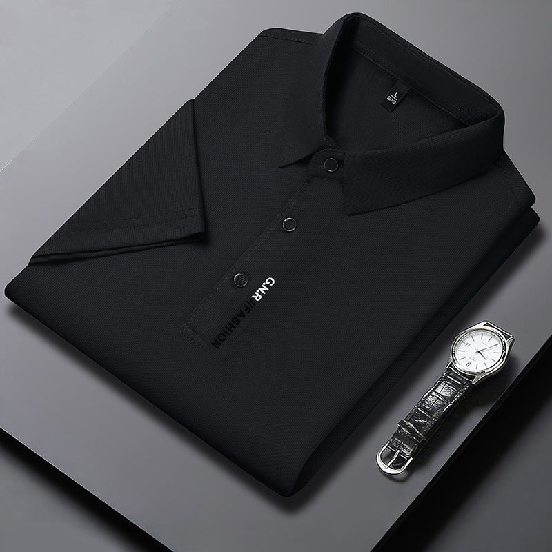 Men's summer lapel ice silk breathable short-sleeved T-shirt