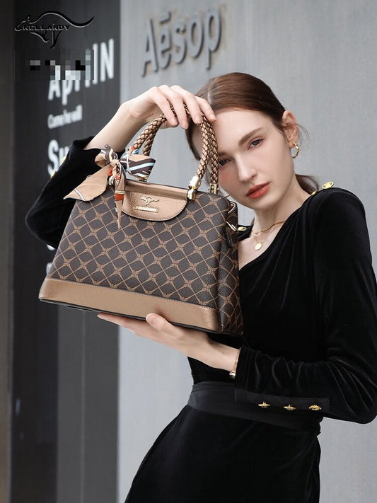 Women's soft leather large capacity shoulder messenger bag