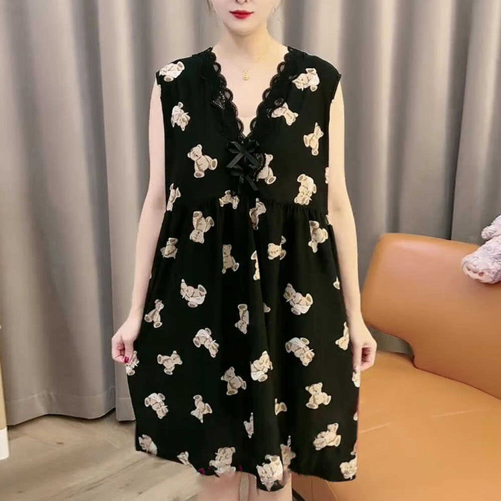 zp583-Ladies Lace V-neck Loose Nightdress