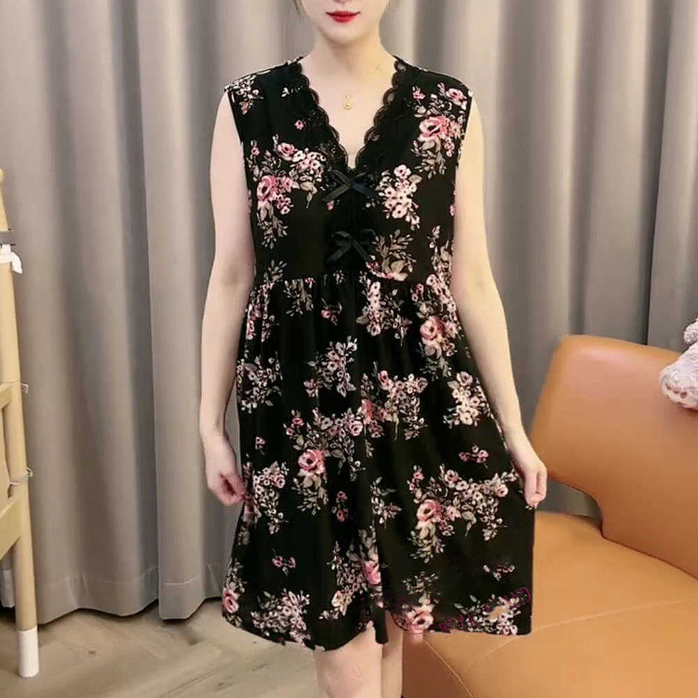 zp583-Ladies Lace V-neck Loose Nightdress
