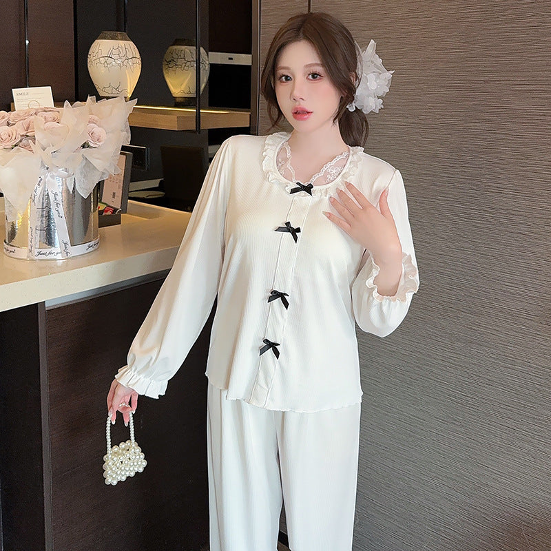 zp594-Women's ice silk threaded lace with chest pads home wear suit