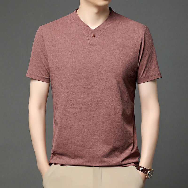 cf293-Men's summer ice silk short-sleeved T-shirt