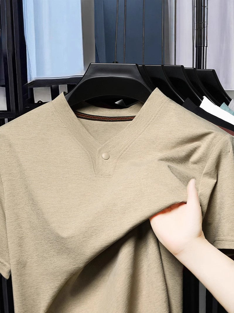 cf293-Men's summer ice silk short-sleeved T-shirt