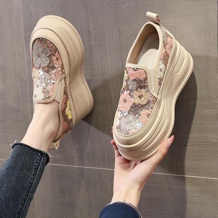 Women's summer casual sequined height increasing shoes