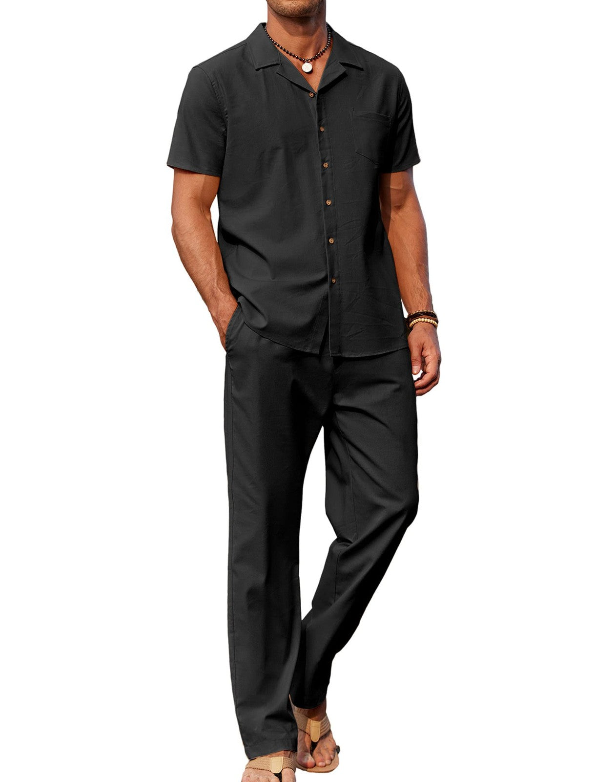 Ultra-thin ice silk linen outfit for summer