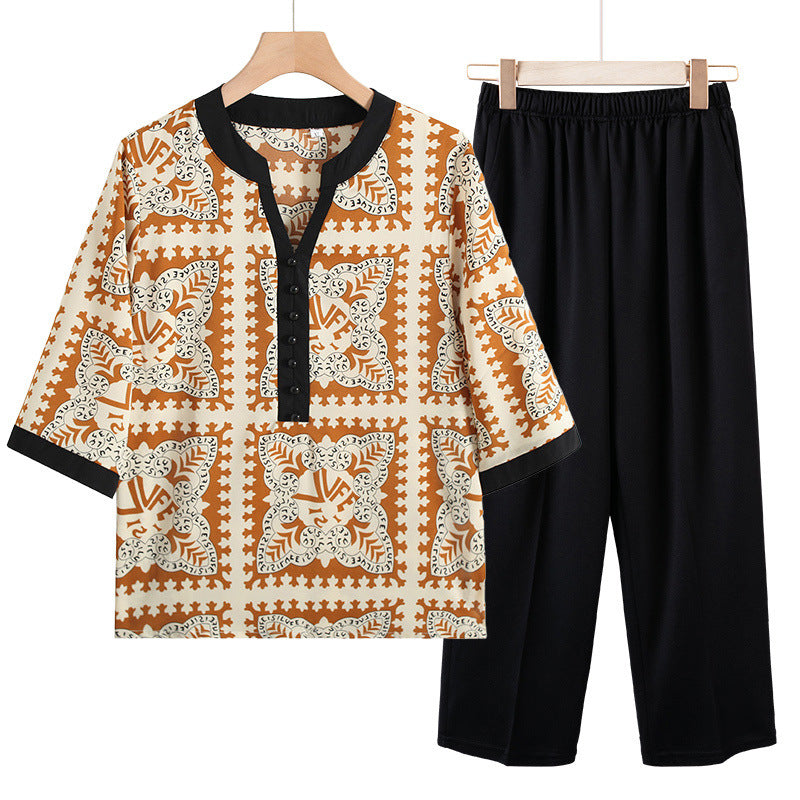 Women's summer short-sleeved T-shirt top + casual pants