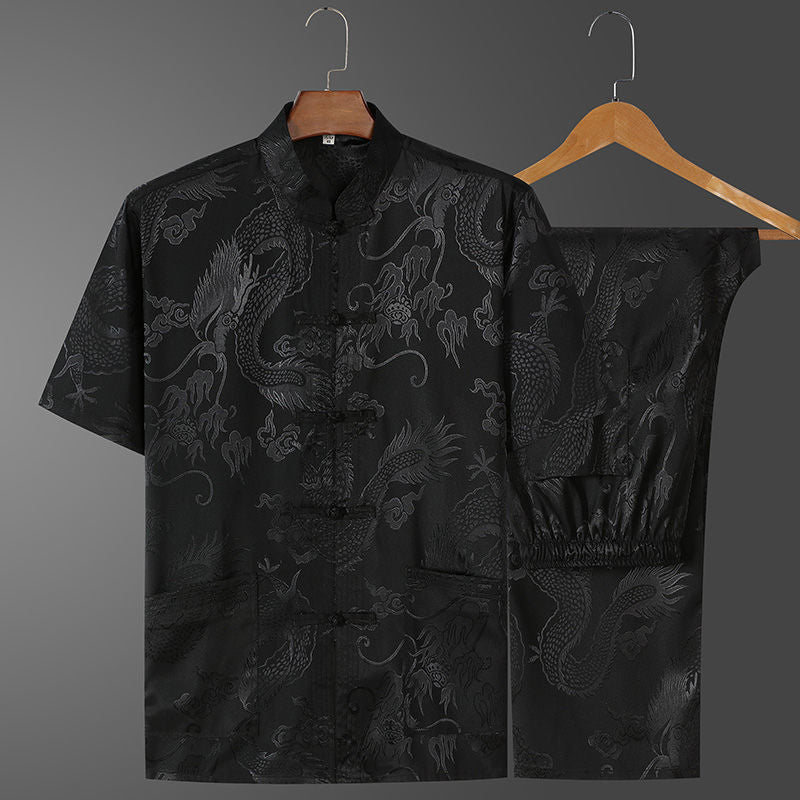 Men's Ice Silk Embroidered Outfit