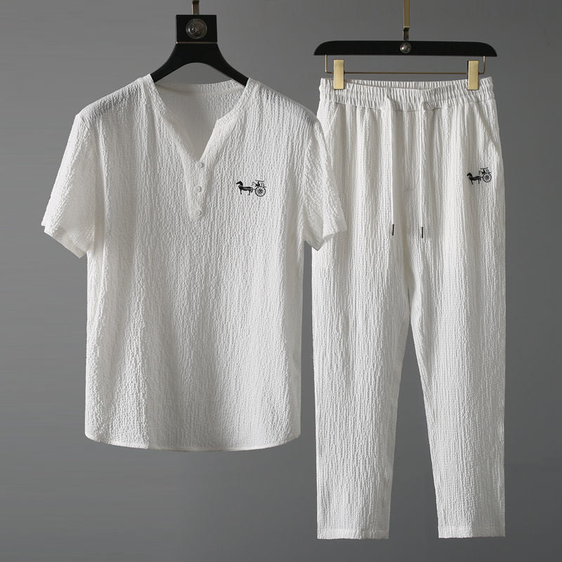 High quality ice silk linen men's suit