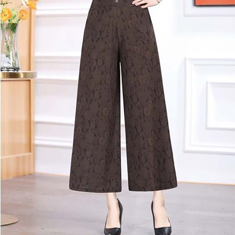 Summer high waist fashionable jacquard wide leg pants for women