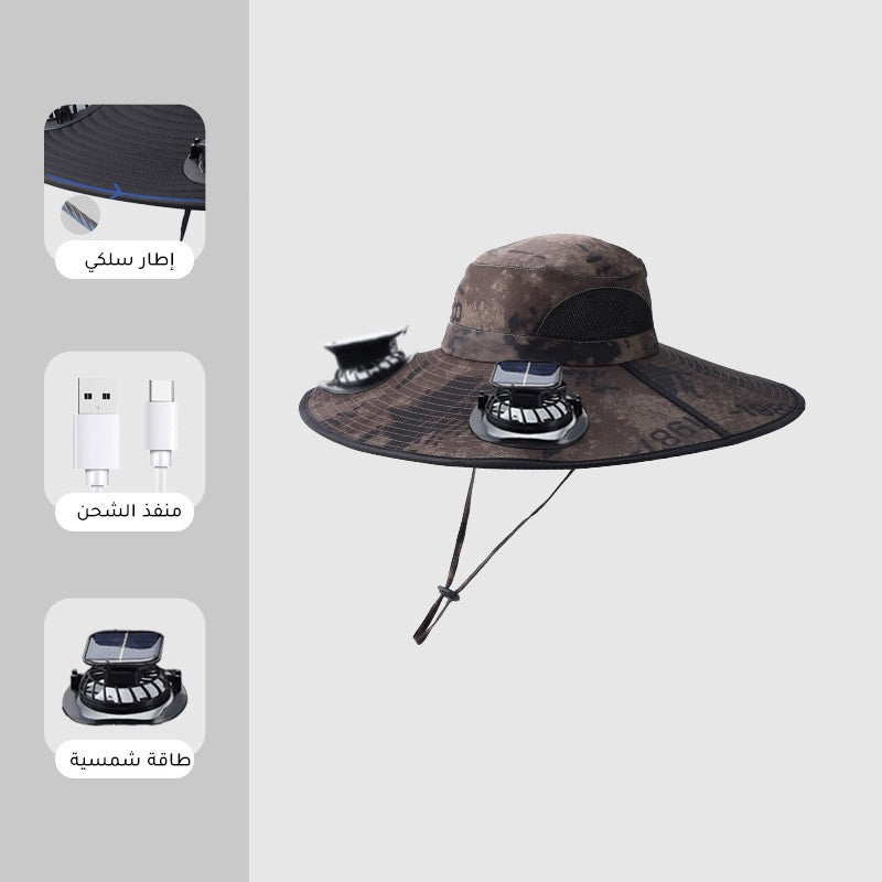 iq407-Men's Outdoor Solar Shade Fan Hat