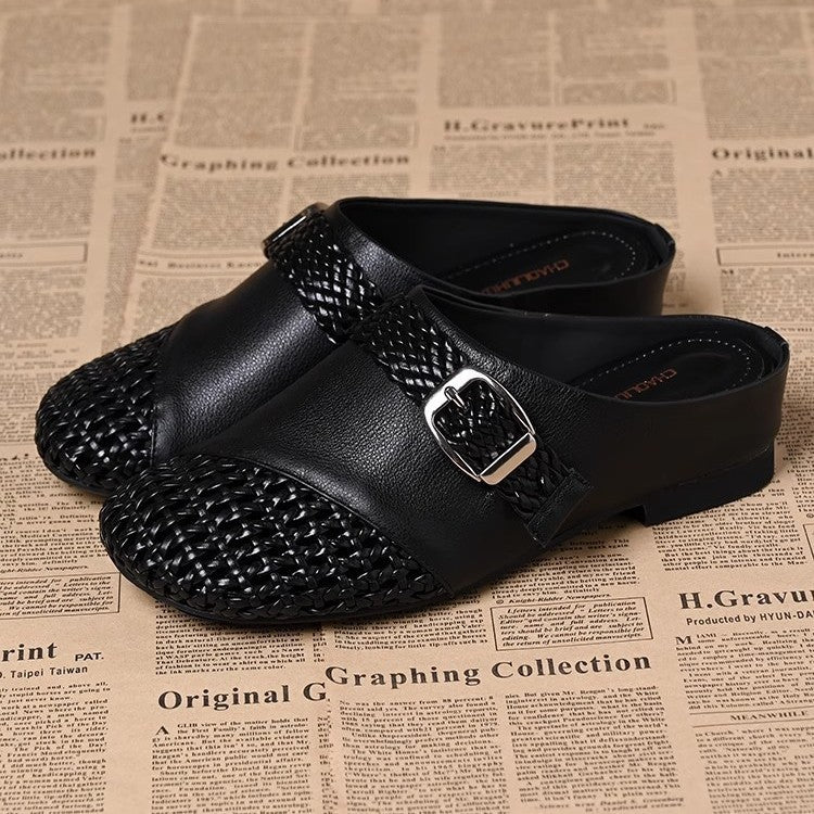 zp625-Women's summer hand-woven hollow half slippers