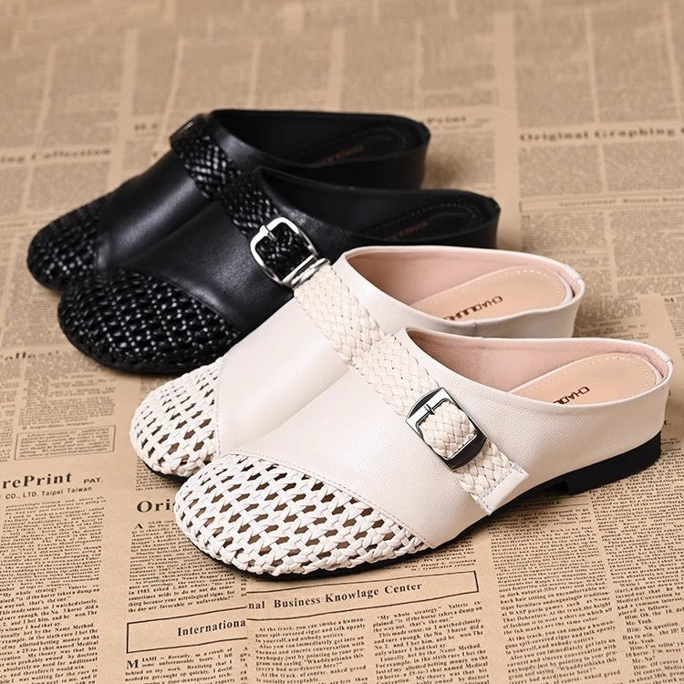 zp625-Women's summer hand-woven hollow half slippers