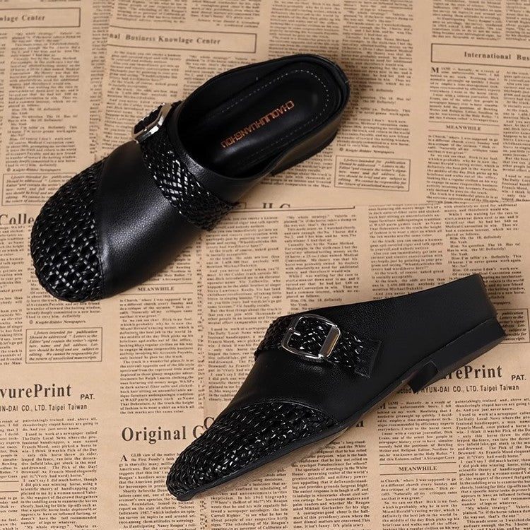 zp625-Women's summer hand-woven hollow half slippers