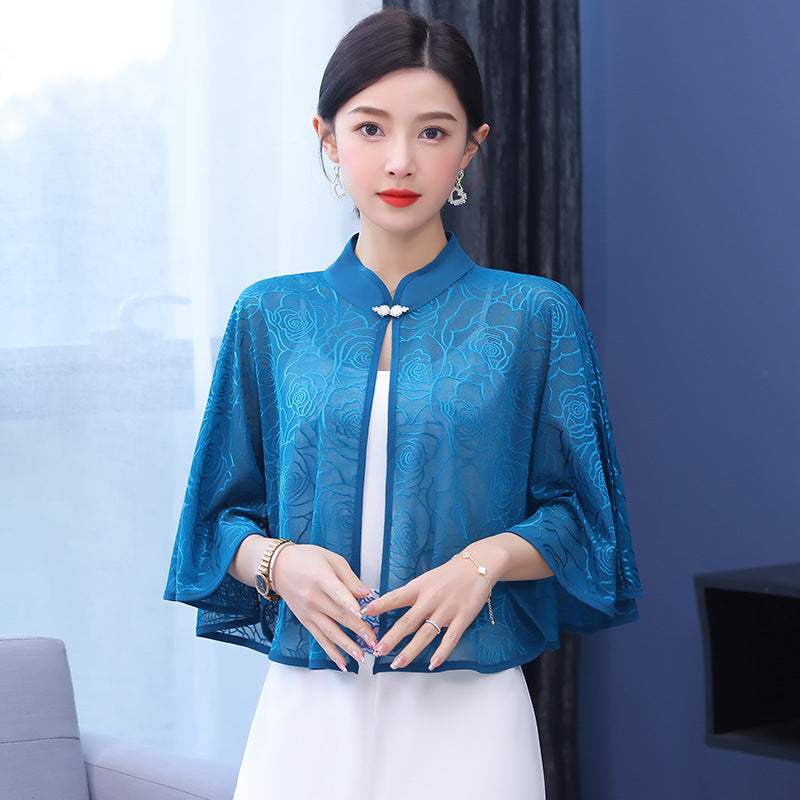 zp628-Women's Fashion Ice Silk Mesh Sunscreen Shawl