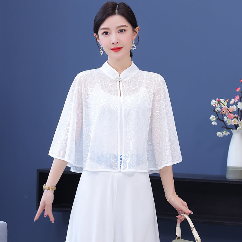 zp628-Women's Fashion Ice Silk Mesh Sunscreen Shawl