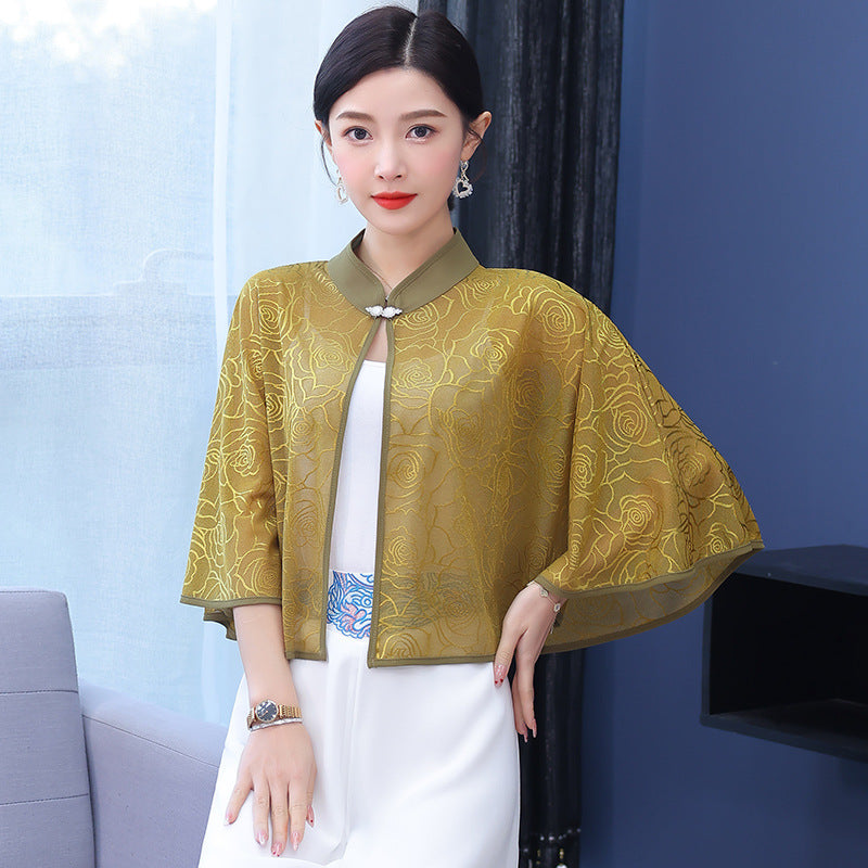 zp628-Women's Fashion Ice Silk Mesh Sunscreen Shawl