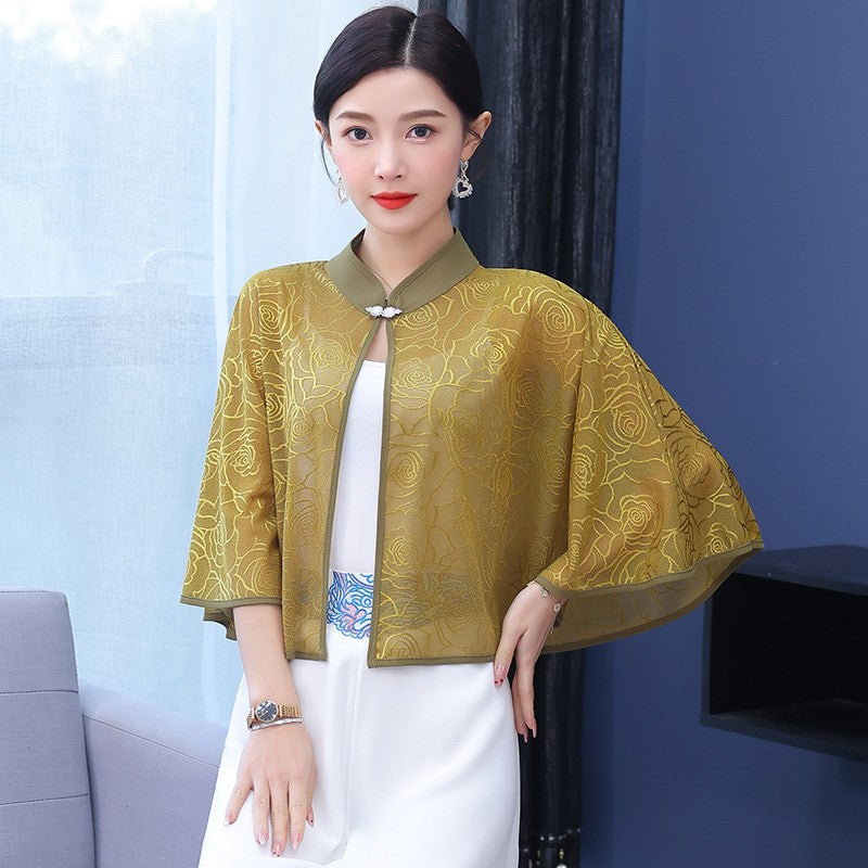 zp628-Women's Fashion Ice Silk Mesh Sunscreen Shawl