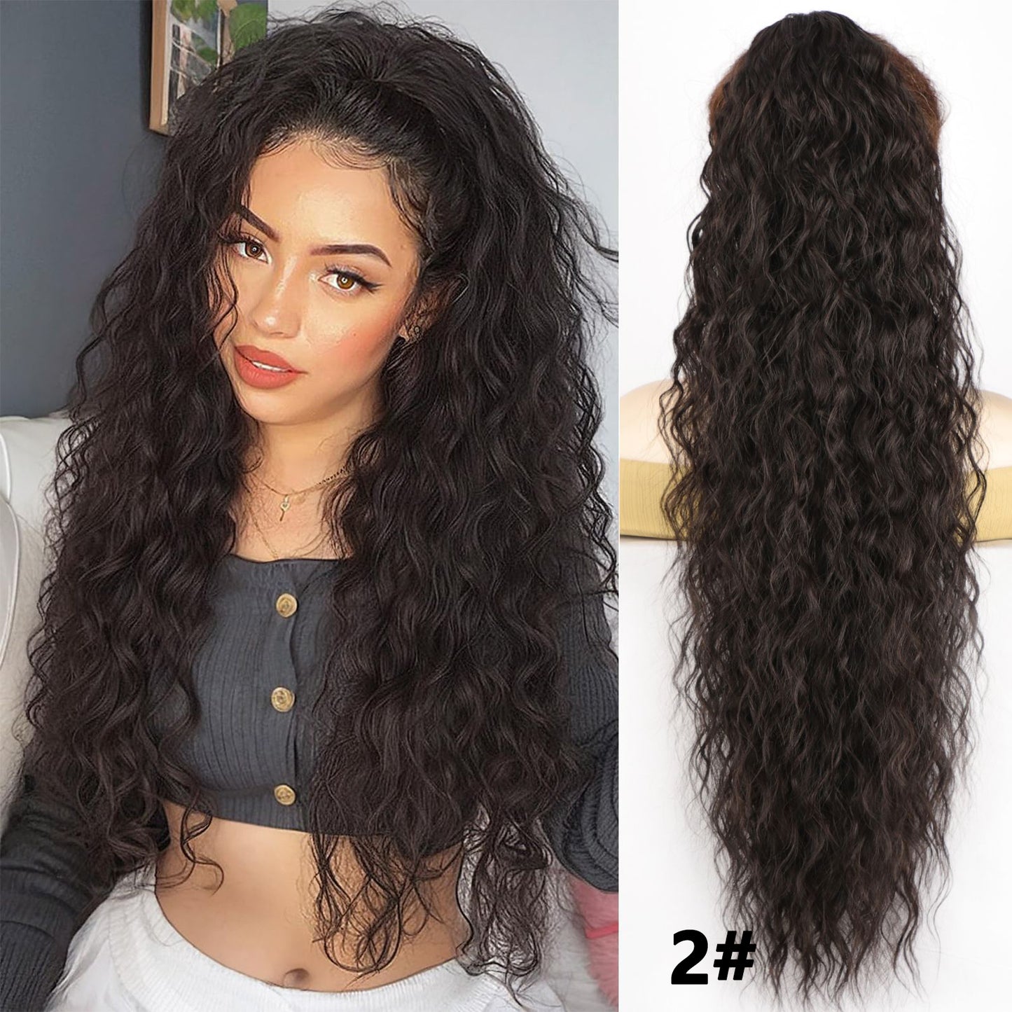 ht275-Wig clip corn silk high ponytail wig braid