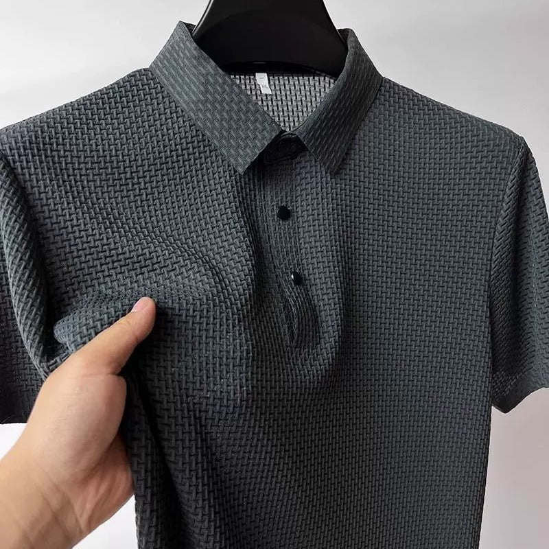 Men's jacquard mesh ice silk simple T-shirt