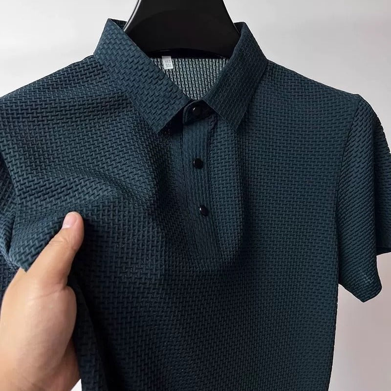 Men's jacquard mesh ice silk simple T-shirt