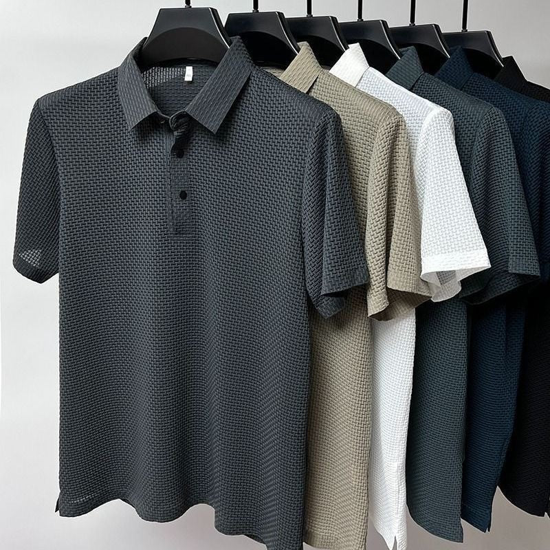 Men's jacquard mesh ice silk simple T-shirt