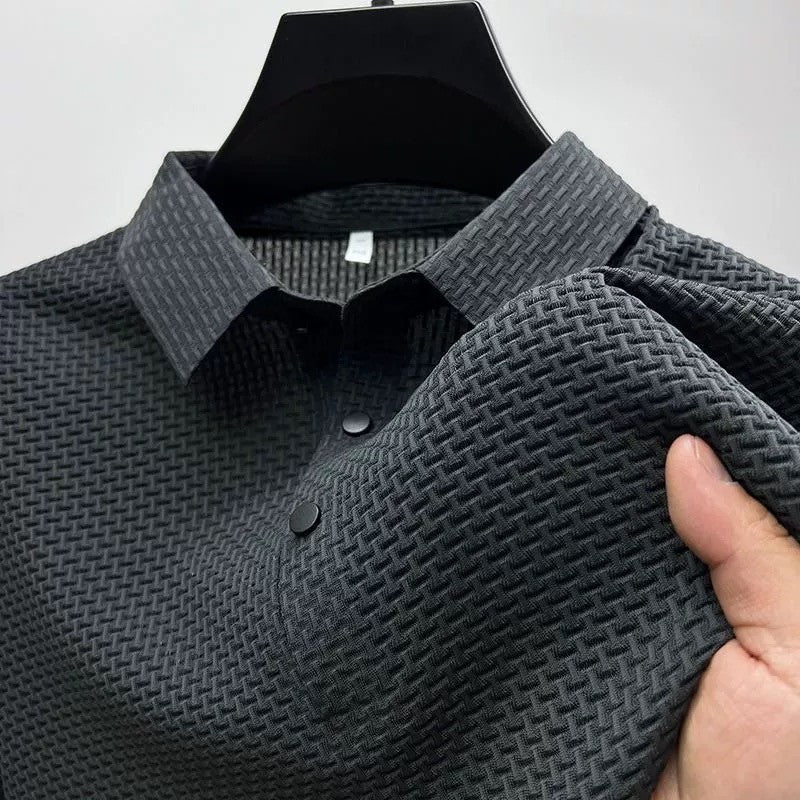 Men's jacquard mesh ice silk simple T-shirt