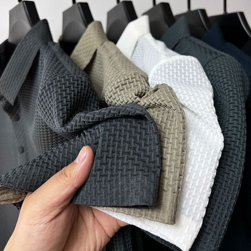 Men's jacquard mesh ice silk simple T-shirt